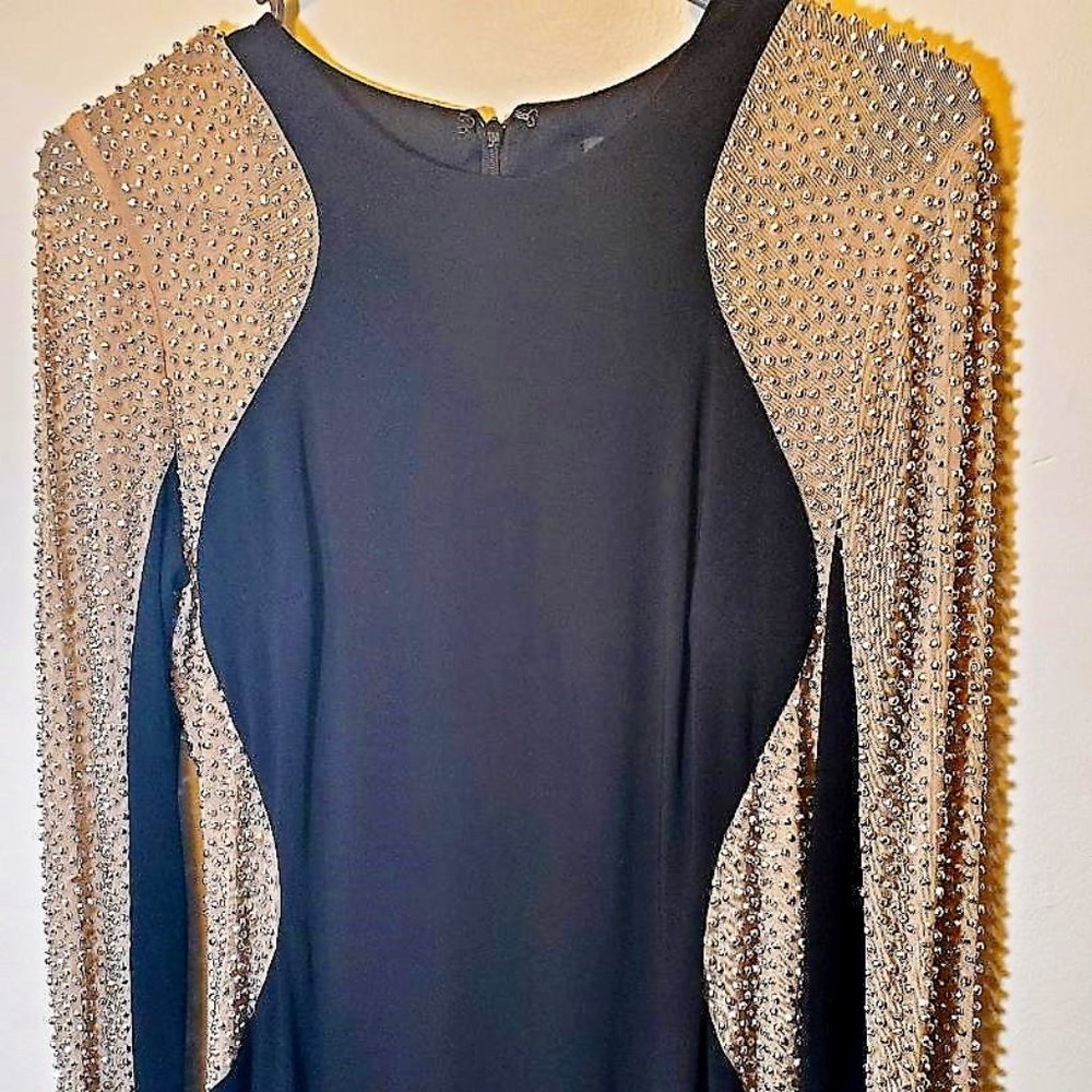 Formal Black and Sheer Gold/Cream with Silver Tone Studs Size 6